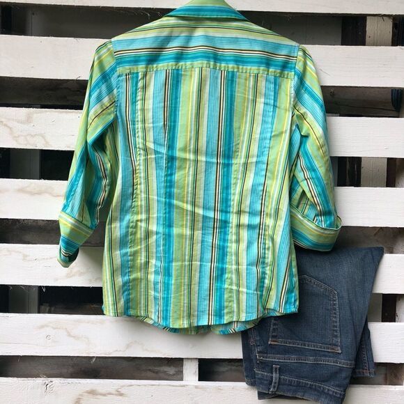 Chico’s 3/4 sleeve striped shirt - Picture 5 of 6
